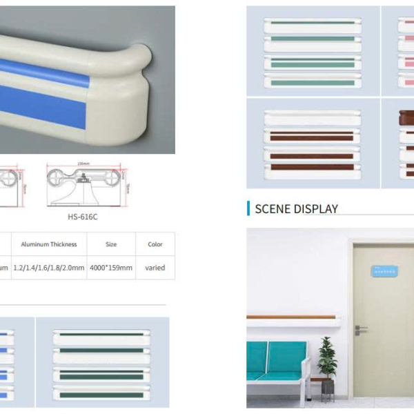 Tay vịn hành lang bệnh viện HS-616 – Bền chắc, an toàn và thẩm mỹ